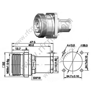 DIN 7/16 FLANGE FEMALE FOR 3/8" SUPER FLEXIBLE CABLE RF Connector