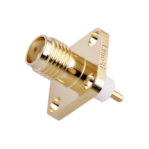 SMA Connectors Female Soldering 4 Hole Flange For Microstrip