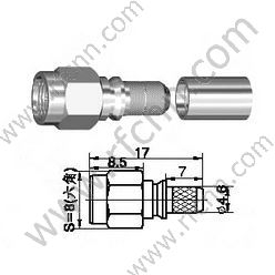 SMA Connectors Male Crimp Straight For RG58 Cable 
